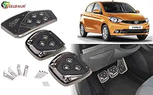 Selifaur - 3 Pcs Black Non-Slip Manual Car Pedals kit Pad Covers Set for Tata Tiago