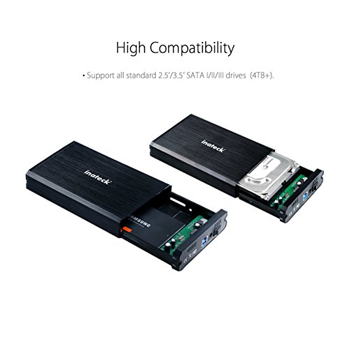 [Aluminium/USB 3.0/8to] Inateck Gehäuse externe Festplatte 3,5 Zoll USB 3.0 externe Festplatte/SSD Gehäuse aus Aluminium für Festplatte 3,5/2,5 SATA - 3