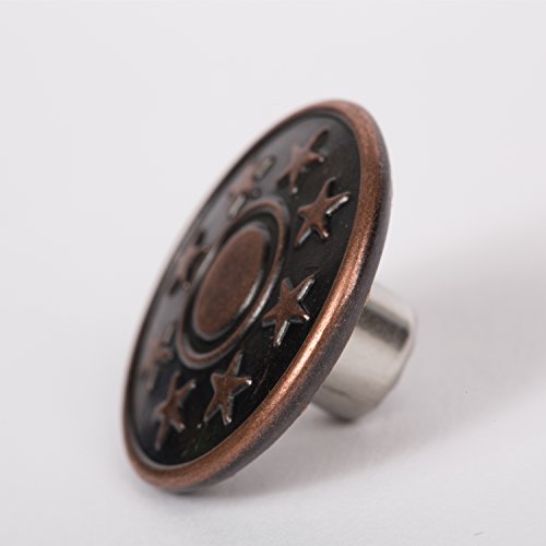BIG-SAM – 10 Metallknöpfe / Jeansknöfe – ⌀ 20mm – Altkufer, Altsilber oder Silber – mit Motiven – Nähfrei! (Altkupfer) - 2