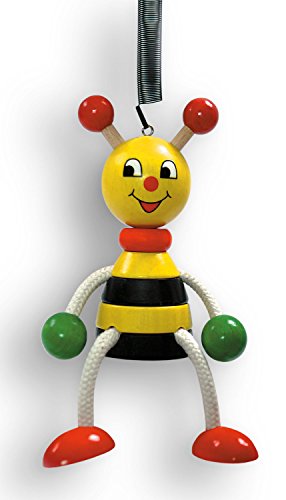 Hess Holzspielzeug 14703 Schwingtier Biene aus Holz, Circa 11 cm - 2