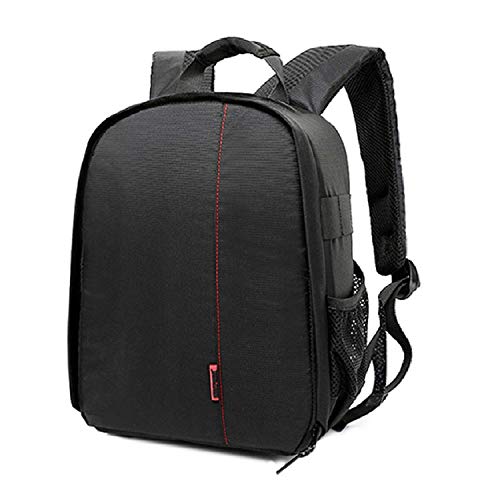Followsun Mochila para Cámara de DSLR, Objetivos, Speedlite Flash otros Accesorios - Portátil, Impermeable, Antigolpes Cámara Bolsa con Ajustable Compartimentos, 34 x 26.5 x 12.5cm (Negro/Rojo)