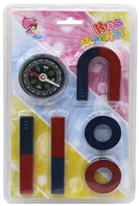Saransh Megamart Magntic Game Kit with Compass .North and South Stick Magnet, Circle Magnet and U Magnet Gadgt Kit for Kids &Adutls .