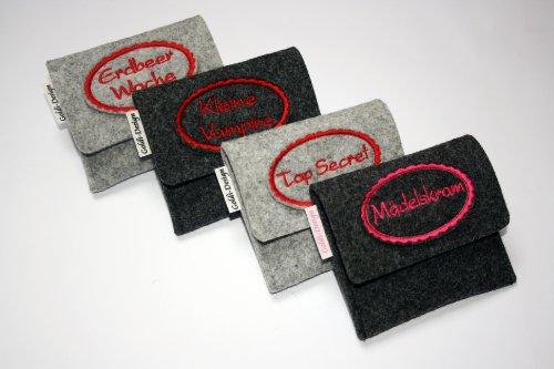 Tampontasche aus Filz mit frecher Aufschrift „Mädelskram“ - 2