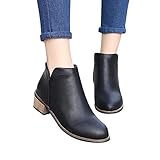 TianWlio Boots Stiefel Schuhe Stiefeletten Frauen Herbst Winter Mode Stiefel Stiefeletten Scrub Dicke Ferse Damen Stiefel Weihnachten Schwarz 37