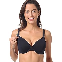 Gratlin Femme Soutien-Gorge d'allaitement Paddé Plongeante à Armature Grand Maintien Noir FR:95C
