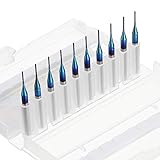 Color: Azul + Plata ExcLent 10Pcs 0.5-1.0Mm Azul Naco Recubierto Pcb Bits Carburo Grabado Fresadora Para Cnc Herramienta Rebabas Rotativas - 0.7mm