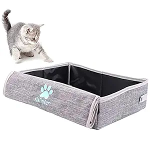 Portable Cat Travel Litter Box with Lid, Collapsible Car Cat Litter Box Waterproof and Easy to Clean