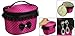 Lady Fuchsia Polryster Dots Print Zipper Cosmetic Makeup Handbag