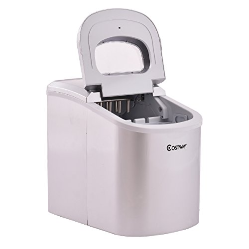 Costway Eiswürfelmaschine Eismaschine Eiswürfelbereiter inkl. Eiswürfelschaufel (2 Eiswürfelgrößen, 12kg pro Tag) Farbwahl (Silber) - 3