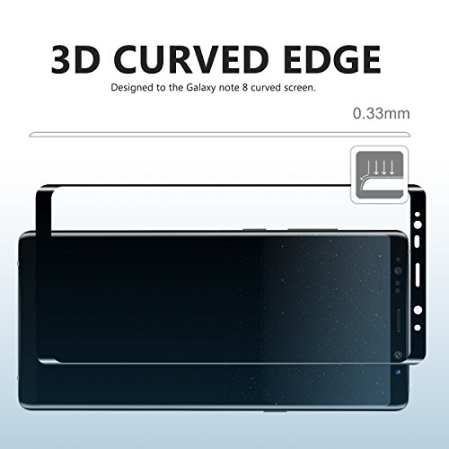 Protector de Pantalla Galaxy Note 8  Aonsen  2 Pack  3D Curvado Full Coverage Cristal Templado Protector de Pantalla  Anti-rasgu  os HD Vidrio Templado Protector para Samsung Galaxy Note 8 - Negro