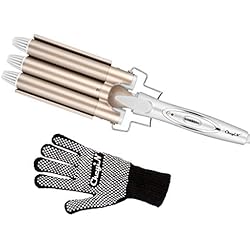 inkint 3 Barils Fer à Onduler/Fer à Boucler(Support en Métal+1.7m Cordon Pivotant 360°+Tension:110-220V +2 Réglages de Température(170 ° C / 220 ° C)+Gant Anti-brûlure) (A)