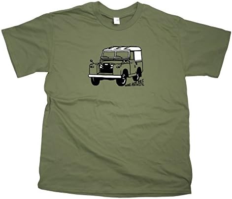 Land Rover Series 2 Going Anywhere Military Green T-Shirt, Large