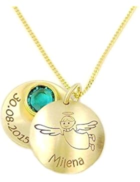 Echt Gold Taufanhänger Schutzengel Medaillon Namenskette mit Gravur
