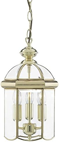 THLC Traditional Solid Polished Brass 3 Light Ceiling Lantern Pendant Light 3 x 40 watts