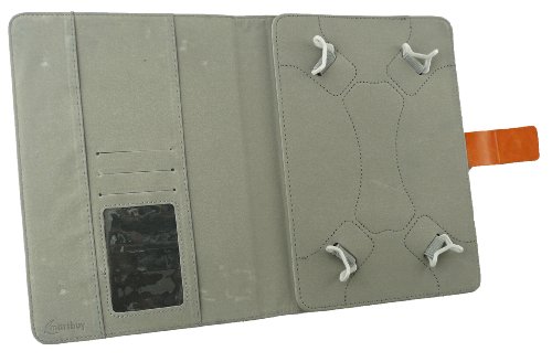 Emartbuy® Blau Eingabestift + Universalbereich ( 8 – 9 Zoll ) Denim with Tan Trim Multi Winkel Folio Executive Hülle Schutzhülle Case Cover Wallet mit Kartensteckplätze geeignet für Archos 80b Platinum 8 Zoll Tablet - 4