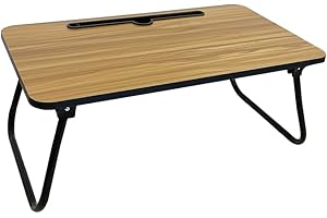 Acomoda Textil – Mesa Laptop Plegable de Madera Natural para Ordenador Portátil en Sofá o Cama. Bandeja Auxiliar Multiusos para Desayuno, Leer o Trabajar 52,5X30X21,5 cm.