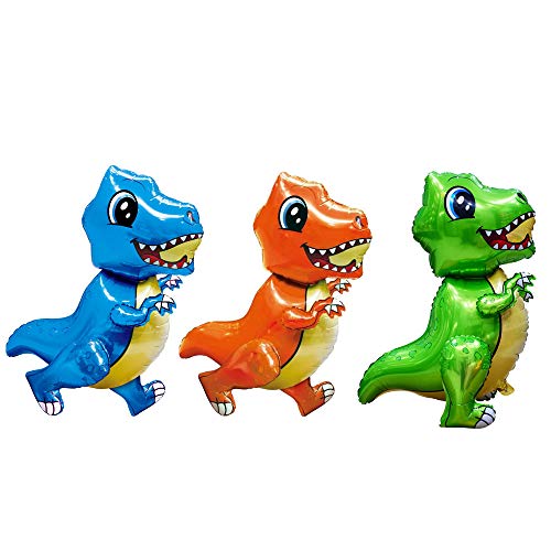 Ánimo Globos Dinosaurios Decoración para Fiestas Inflable Dinosaurio x3 Colores Diferentes Dino 3D Modelo Ensamblado con Miembros Moviles Juguetes de Fiesta Reutilizable para Niños más Que 3 Años