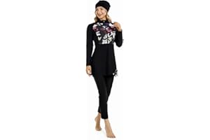 ShuoBeiter Frauen Modest Muslimische Bademode Patchwork Hijab Sport Langarm Badeanzug Islamischer Burkinis Badeanzug