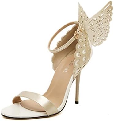 Women's Open-Toed Sandals Three-Dimensional Butterfly Wings High Heels 11cm Shoes Gold