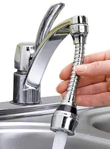 GaxQuly Turbo Flex Stainless Steel 360 Instant Hands-Free Faucet Swivel Spray Sink Hose for Bathroom, Kitchen (6-Inch, Silver)