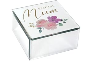 Gemini Gifts Mum Jewellery Box, Mirrored Glass Jewellery Box, Keepsake Trinket Box, Present for Mum for Birthday, Mother’s Day, Christmas. A Beautiful Thoughtful Gift for a Special Mum