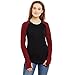 Hypernation Black and Maroon Color Round Neck Thumb Insert Cotton T-shirt For Women RS.749.00
