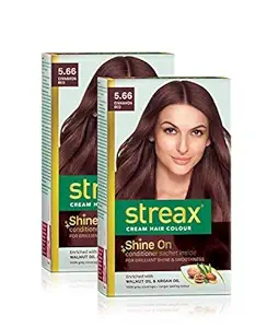 Streax Cream Hair Color for Unisex, 120ml - 5.66 Reddish Brown (Pack of 2)