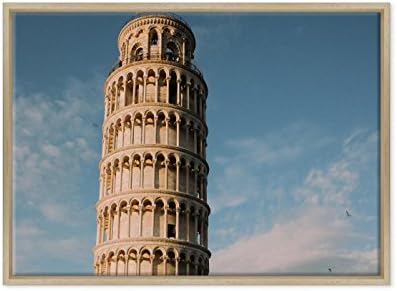 ConKrea Picture on canvas – FRAMED – READY TO HANG – Tower of Pisa Tuscany Italy Size: 50 x 70 cm B - Colore Legno Naturale Moderno