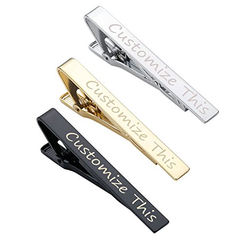 JOVIVI Gratis Gravur – Personalized Kundenspezifische Herren Edelstahl Krawattenklammer Krawattennadel Hochzeit Tie Clip