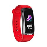 HKFV Z21 Smartwatch mit Blutdruckmessung Smart Armband Uhr Schrittzähler Blutdruck/Pulsmesser Bluetooth Smartwatch (Rot)