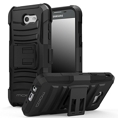 MoKo Galaxy J3 2017   J3 Emerge Funda - Cuerpo de Resistente Giratoria con Clip Anti-Choque de Doble Capa Case Cover para Samsung Galaxy J3  2017    Galaxy J3 Emerge NO APTA Galaxy J3 2016   2015    Negro