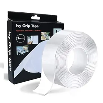 Ivy Grip Double Sided Tape Heavy Duty - Multipurpose Removable Traceless Mounting Adhesive Tape for Walls Home kitchen carpet car decoration - (2mm - 3m - Roll 1) Transparent Strong Washable Reusable Anti Slip Nano Tape