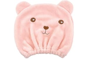NOPEILVI 1 Pz Cartoon Bear Capelli Asciugamani Asciugamani, Bambini Asciugamano Capelli Asciutti, Asciugamano Capelli Con Bottoni Microfibra Asciugamani Capelli Bagno Capelli Cap Capelli(rosa)