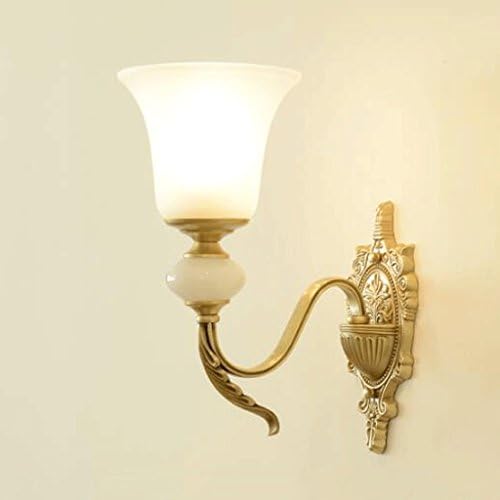 ZHAOJING Rustic Wall Lamp Living Room Hallway Bedroom Bedside Restaurant Full Copper Ceramic Wall Lamp Duplex Villas Brass Lamps E27