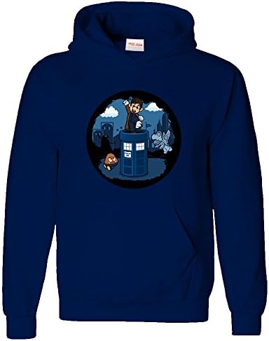 Swift Artwork Inspired Doctor Who Police Box Super Mario Meshup Hoodie, Size:Medium, Main Colour:Royal Blue
