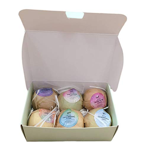L JENSEN 6 pcs Organic Bath Bombs Bubble Bath Salts Ball Essential Oil Handmade for Home SPA Stress Relief Exfoliating