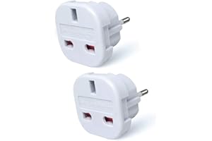 MOBIBAY Pack of 2 Travel Adaptor | UK to European Plug Adapter Converter (Euro Type C, E, F) 3 Pin to 2 Pin Type G, EU Plugs for Europe Accessories,Italy,Cape Verde,Poland,Spain,Turkey,Greece,Bulgaria