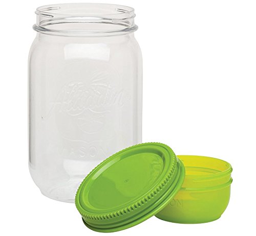 Aladdin 33036 Classic Mason Salad Jar 1l, Salatbox mit extra Dressingaufbewahrung, grün - 2