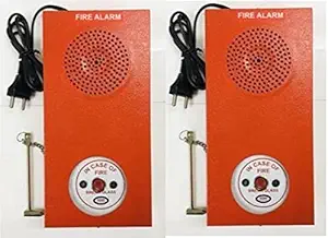 Agni Fire Security Services Manual Call Point MCP with Chain, Hammer and Hooter for Home, Office and Schools (Pack of 2)