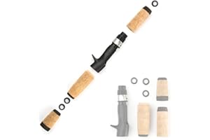 zalati Kit de mango de caña de pescar, agarre dividido de corcho con carrete de aparejos, asiento de corcho para reparación de construcción de caña de pescar