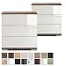 Produktbild Wimex Nachtschrank NIGO auch für Boxspringbett geeignet (Höhe 58 cm), Nachtkommode, Holz (MDF) oder Glas, BxHxT: 52 x 58 x 38 cm, 3 Schubladen, Made in Germany, Glas Prosecco, Schlammeiche 2 Stück