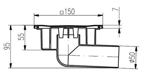 Duschablauf Bodenablauf in Kunststoff 150×150 mm DN50 (326 P) - 2