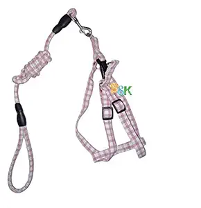 PSK PET MART 10 MM Puppy Cotton Harness & Leash Set for Small & Medium Dog Breeds (red-Color)