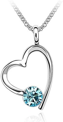 MengTing 'Eternal Love' Fashion Austrian Crystals Heart Shape Pendant Necklace Jewelry for Women