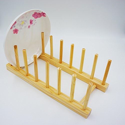 Garcoo Durable Wooden Dishrack/Dish Drying Holder/Versatile Plate Drainer Utensil/Pot Lid and Silverware Holder