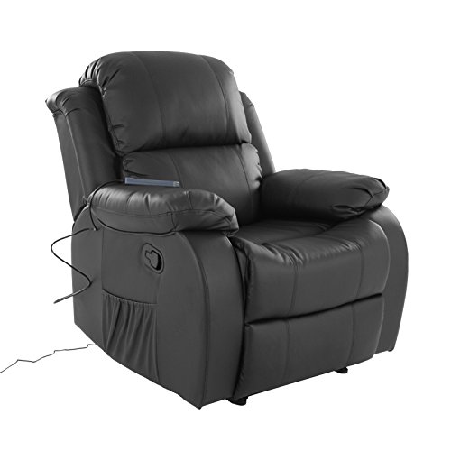 Preisvergleich Produktbild Fernsehsessel mit Vibrationsmassage Kunstleder schwarz Wärmefunktion und Fernbedienung