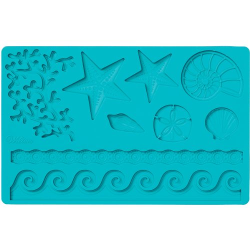 Wilton 409-2552 Fondant und Gum Paste Mold Sea Life Silikonform, blau, 12 x 25 x 0,5 cm,