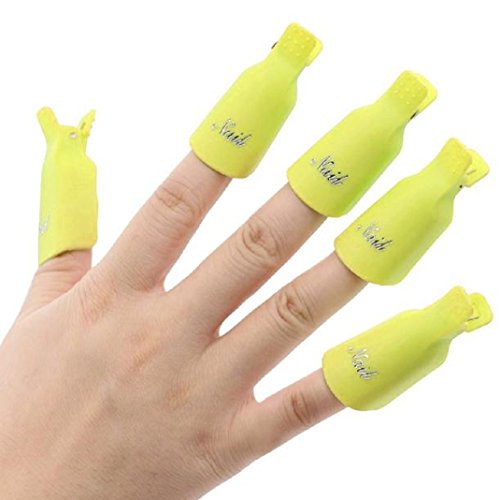 Yistu Nail Polish Remover,10PC Professional Nail Art Soak Off Cap Clip Nail Art Soak Off Cap Clip (Yellow)