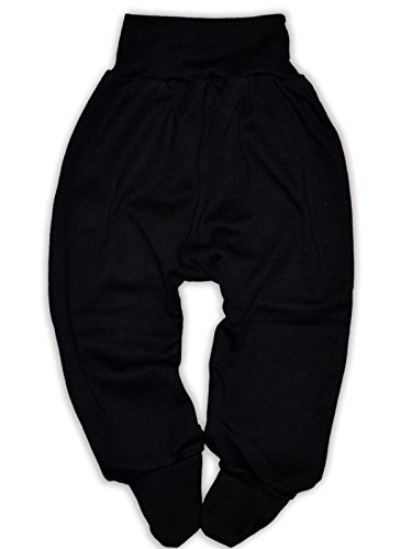 Baby Girls Boys Leggings Trousers With Feet 100% Cotton Jersey (62cm (0-3 Months), Black)