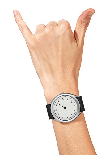 slow O 04 - Black Leather Silver Case White Dial Unisex Quartz Watch with White Dial Analogue Display and Black Leather Strap